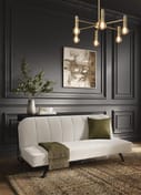 burlington ivory boucle black sofa bed room shot