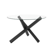 capri clear black glass dining table angle