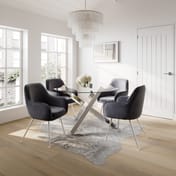 capri silver glass dining table tara grey chairs