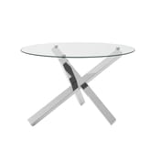 capri silver glass top dining table angle