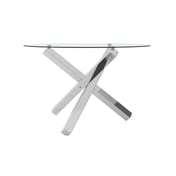 capri silver glass top dining table side