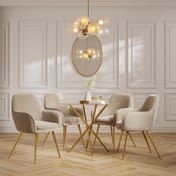 casa gold glass dining table tara fawn chairs