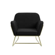 charles black velvet armchair gold frame front view