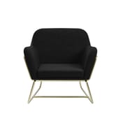 charles black velvet armchair gold frame front