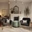 charles black velvet armchairs lara sage pouffe