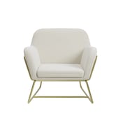 charles cream velvet armchair gold frame front view