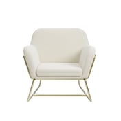 charles cream velvet armchair gold frame front