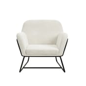 charles ivory boucle armchair black frame front view