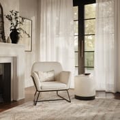 charles ivory boucle armchair lara pouffe styled