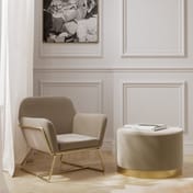 charles lara beige velvet armchair pouffe