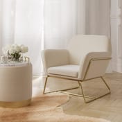 charles lara cream velvet armchair pouffe