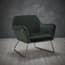 charles racing green velvet armchair gold frame angle