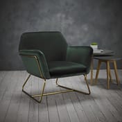 charles racing green velvet armchair room shot