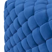 colline cobalt velvet cube pouffe close up