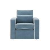 diego ice blue velvet armchair front