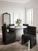fuji stone white round dining table room shot