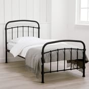 halston black single metal bed bright bedroom
