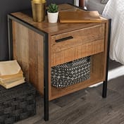 hoxton industrial bedside table rustic oak lifestyle