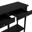 jackson black console table drawers open