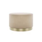 lara beige velvet large pouffe front