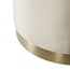 lara cream velvet large pouffe close up
