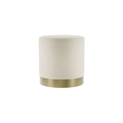 lara cream velvet small pouffe front