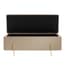 lola beige velvet storage ottoman lid open