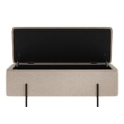 lola buff boucle storage ottoman lid open
