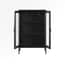 marsh black glass display cabinet doors open