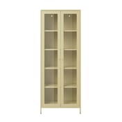 mase beige tall glass display cabinet front