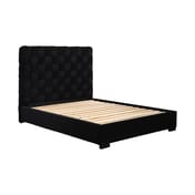pasadena black upholstered king size bed angle