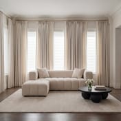 peninsula oyster sofa with pouffe chaise room