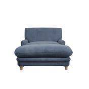 plumpton denim blue armchair footstool set front