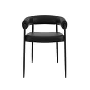 queens black leather dining chair front