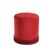 santos brick red velvet pouffe front