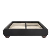 soller deep charcoal fabric bed front