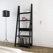 tiva black oak ladder bookcase room view