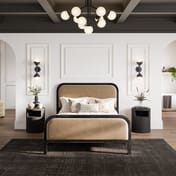 yori black round bedside cabinet bedroom lifestyle