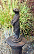 Stone Meerkat Statue in Burnt Umber