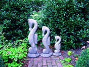 Set of Three Stone Seahorse Statues in cast stone
