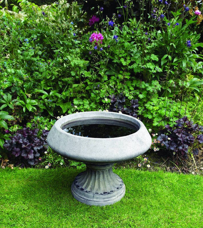 Edwardian style cast stone bird bath in a UK period garden buying guide