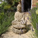 Lotus Meditating Buddha cast stone garden statue