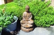 Lotus Meditating Buddha Statue in cast stone - umber view