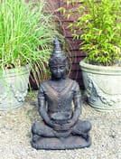Serene Buddha Statue in cast stone - umber view