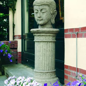 Stone Buddha Head Statue by Lucas Stone