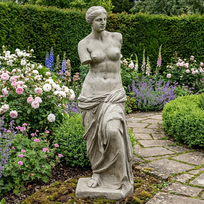 Large Venus de Milo mythological garden statue UK in Cotswold cast stone for a walled garden