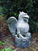 Heraldic Griffin Garden Statue - Original Stone Detail