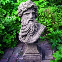 Stone Hercules bust garden ornament