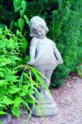 Victorian Girl Garden Statue in Aged Cotswold Stone