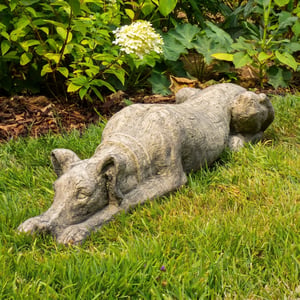 Stone dog garden ornament